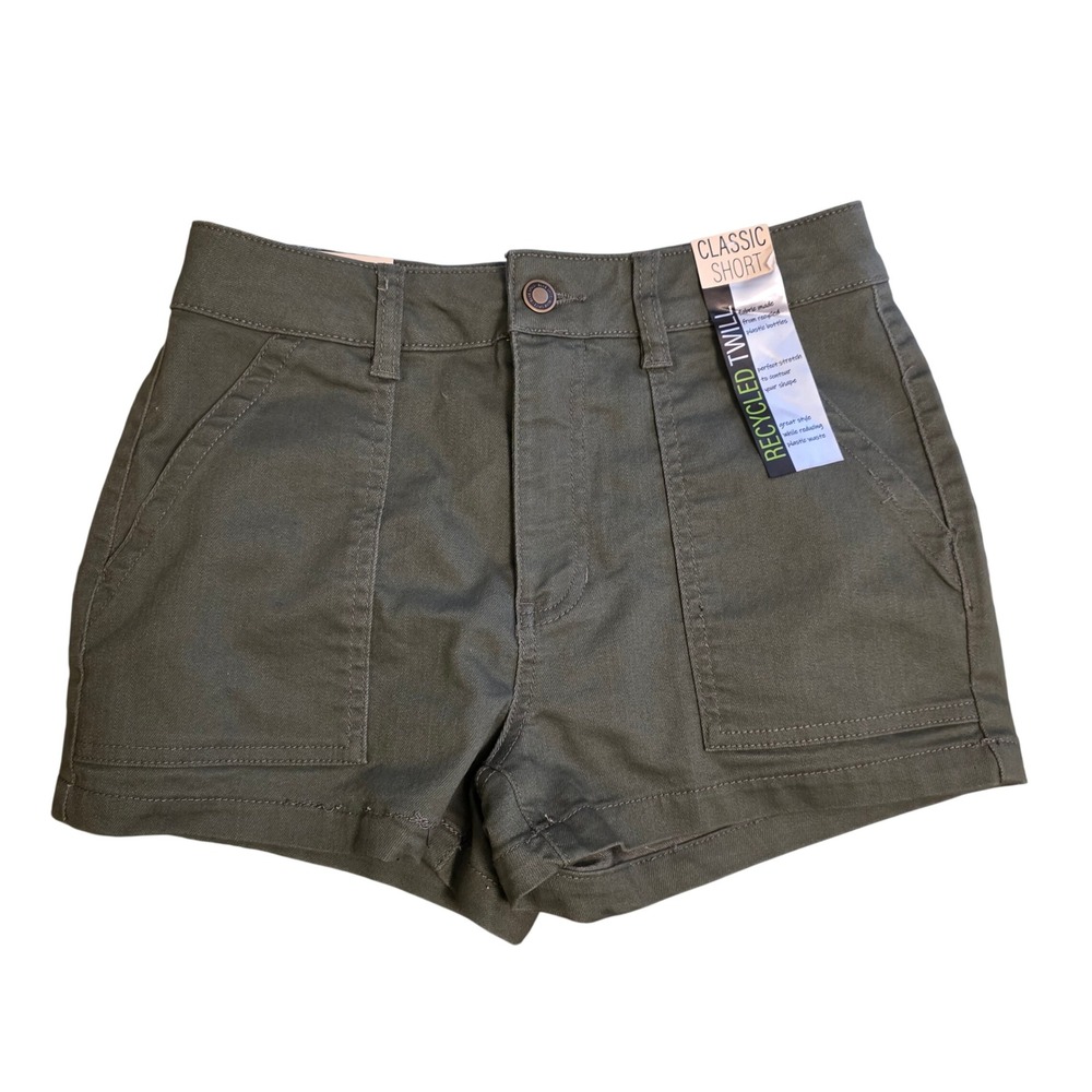 BlueSpice Olive Green Recycled Twill Classic Shorts Size 3 High Rise‎ Utility